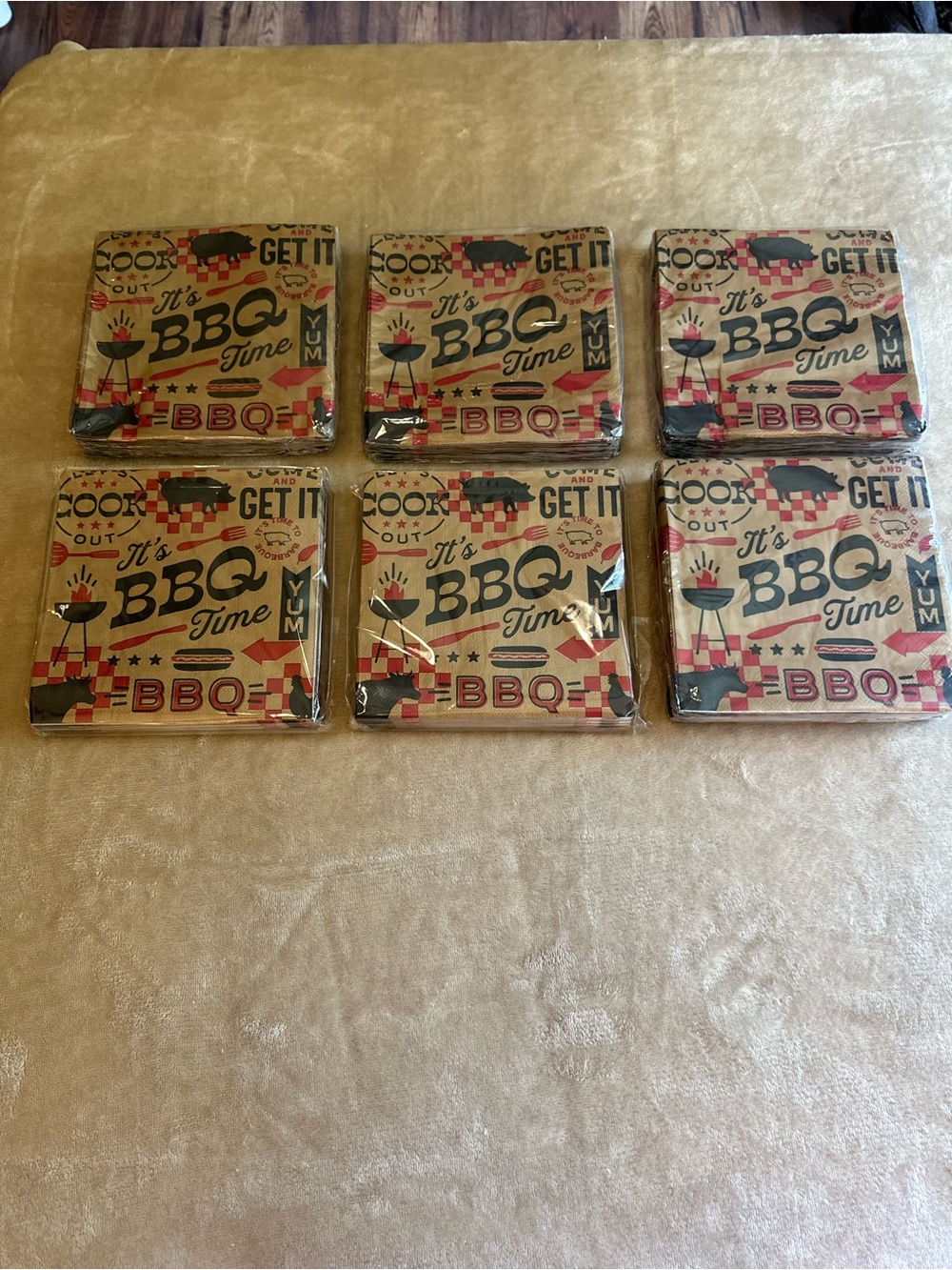 BBQ Time Decorative Paper Napkins - Red, Black & Cream 6 Sets of 50